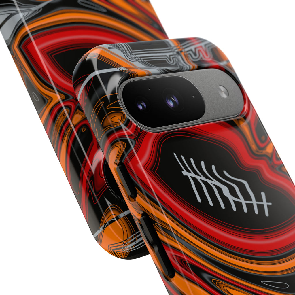 Red, Orange & Pewter Trippy Football Phone Case