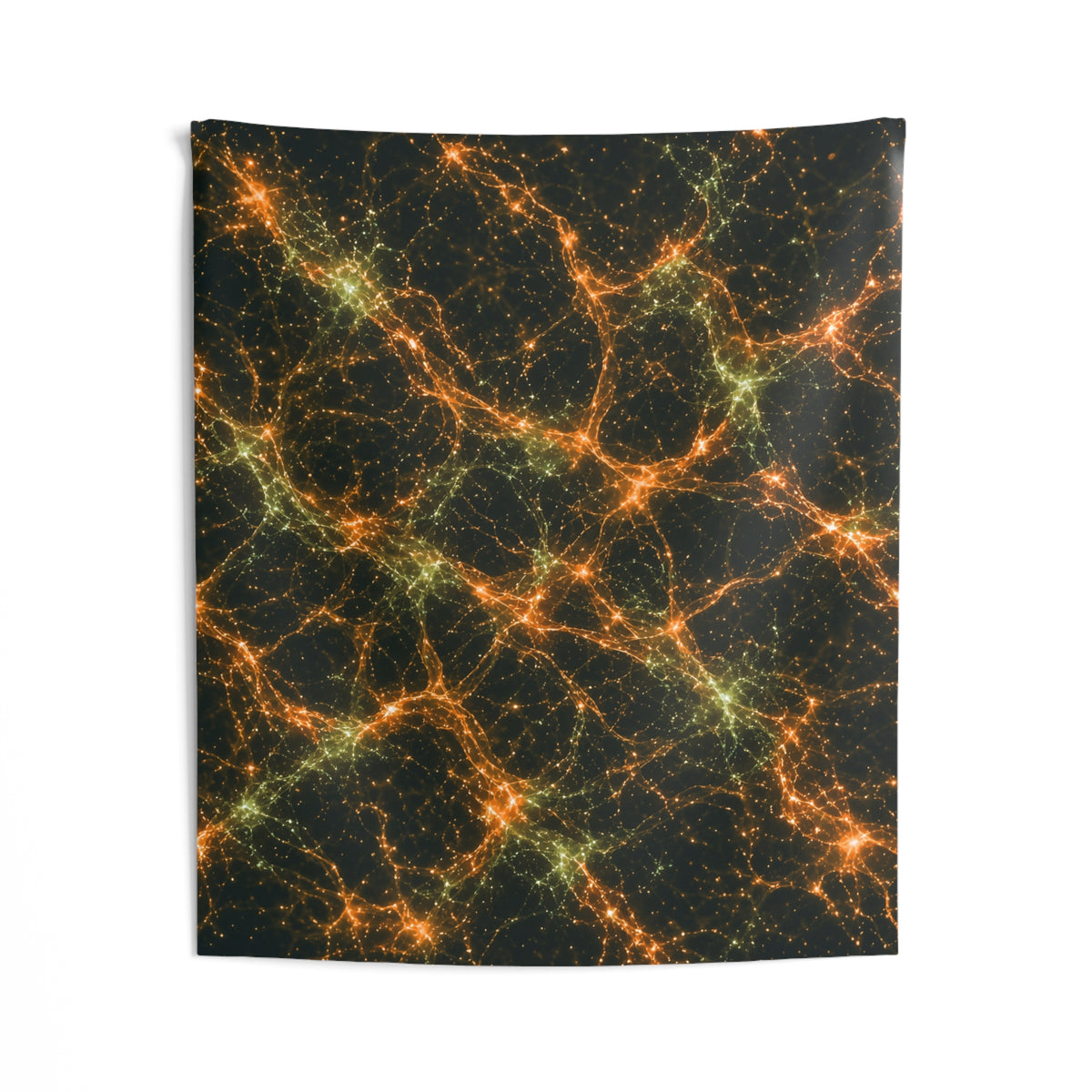 Neon Mycelium - Electric Tangerine Teal Tapestry