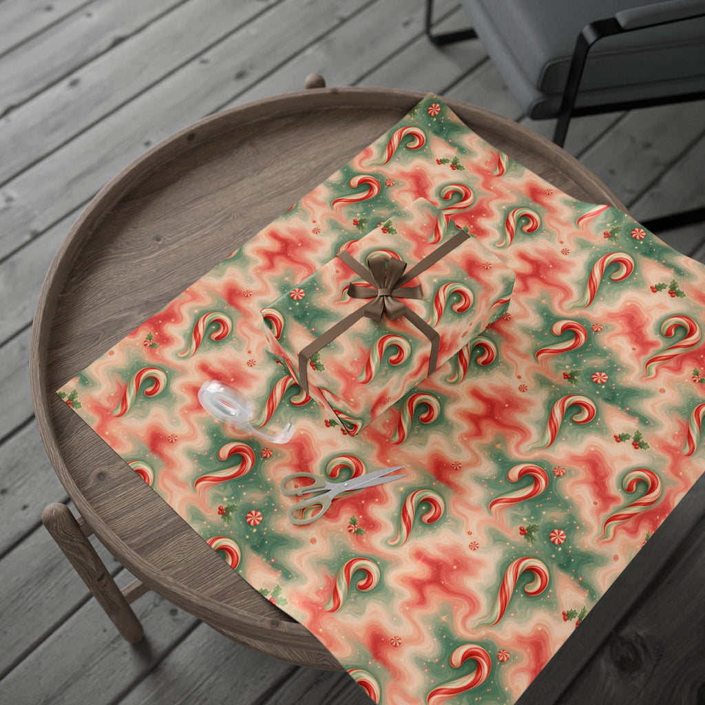 Candy Cane Trippy Christmas Wrapping Paper