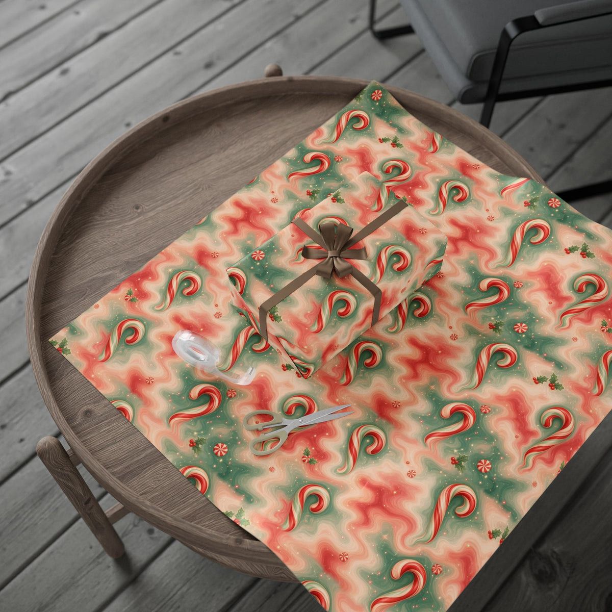 Candy Cane Trippy Christmas Wrapping Paper