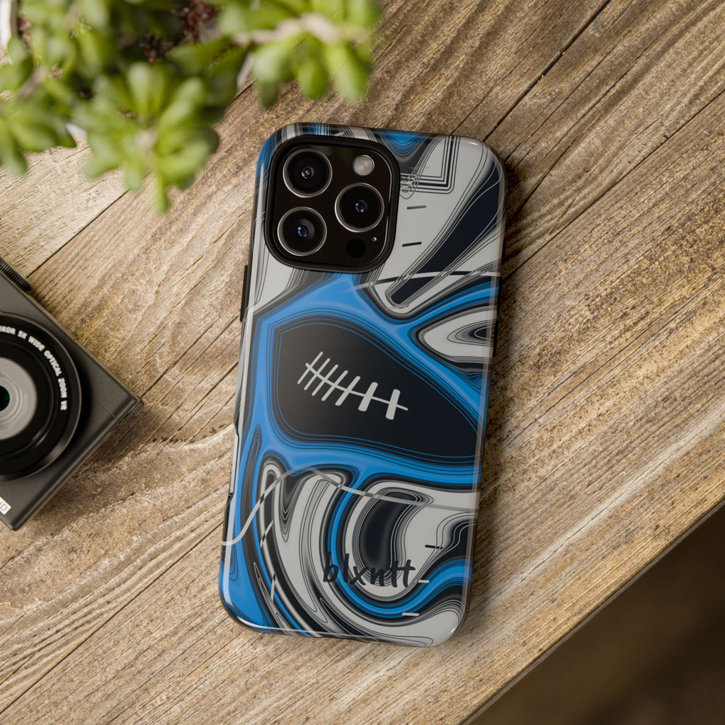 Sky Blue, Black & Silver Trippy Football Phone Case
