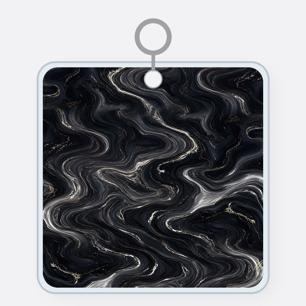 Black & Silver Marble Acrylic Keychain