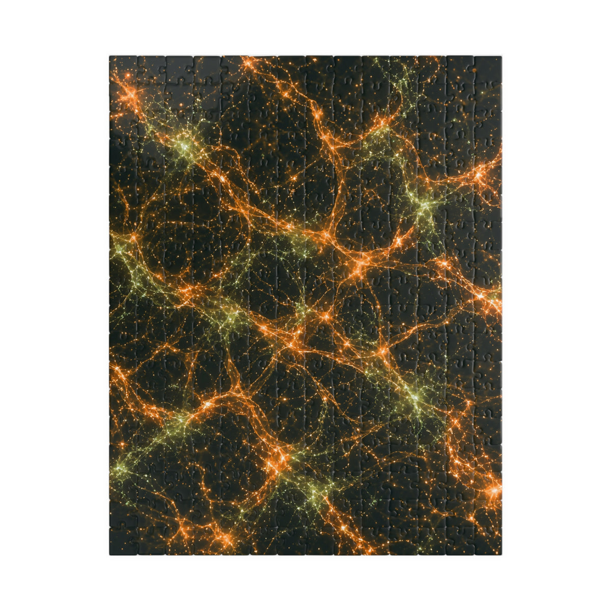 Neon Mycelium - Electric Tangerine Teal Jigsaw Puzzle