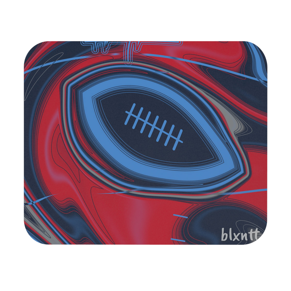 Navy, Light Blue & Red Trippy Football Mouse Pad