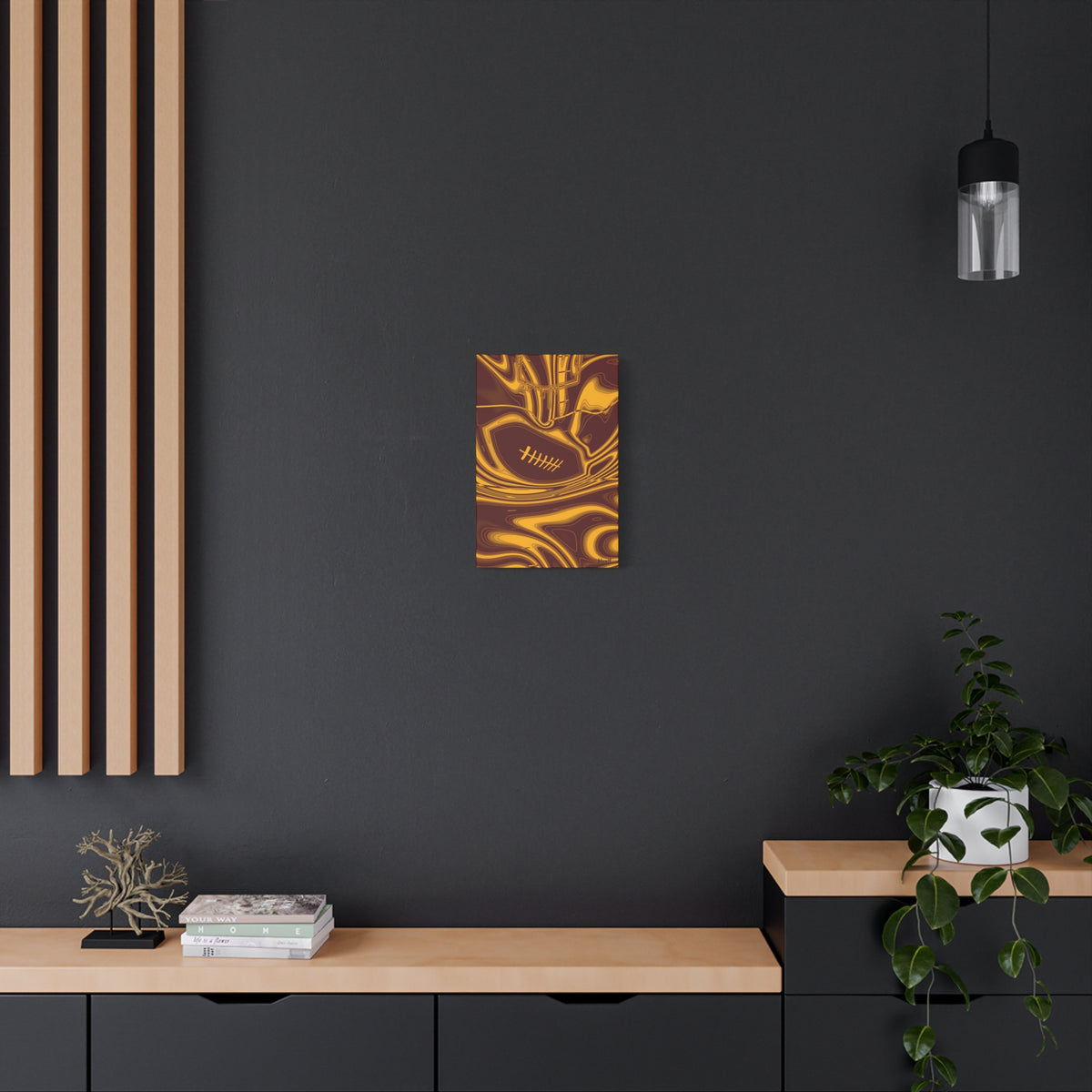 Burgundy & Gold Trippy Football Canvas