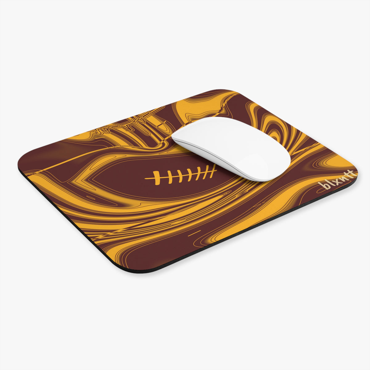 Burgundy & Gold Trippy Football Mouse Pad