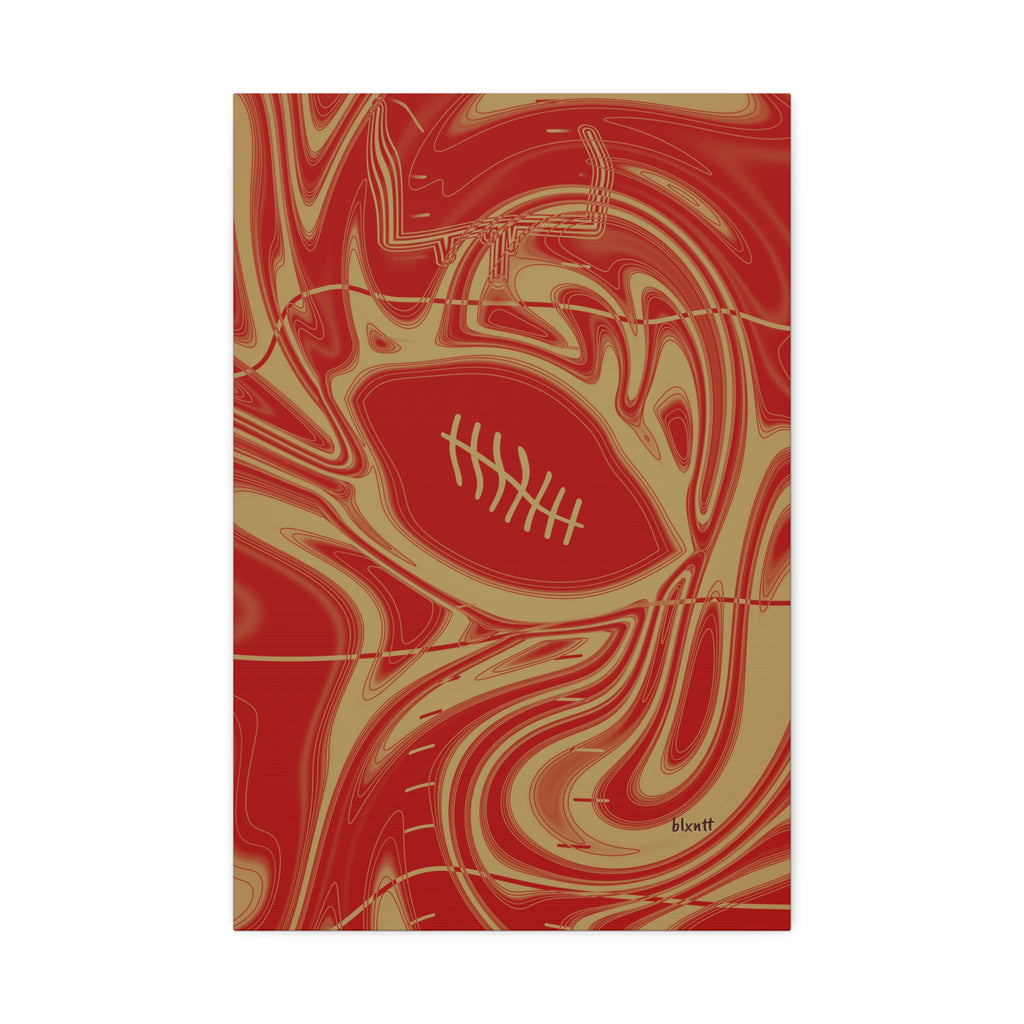 Scarlet & Gold Trippy Football Glossy Canvas