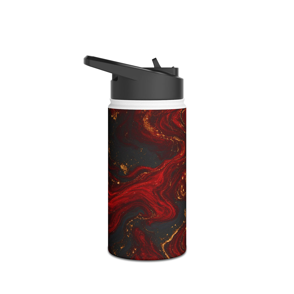 Red & Black Marble Water Bottle
