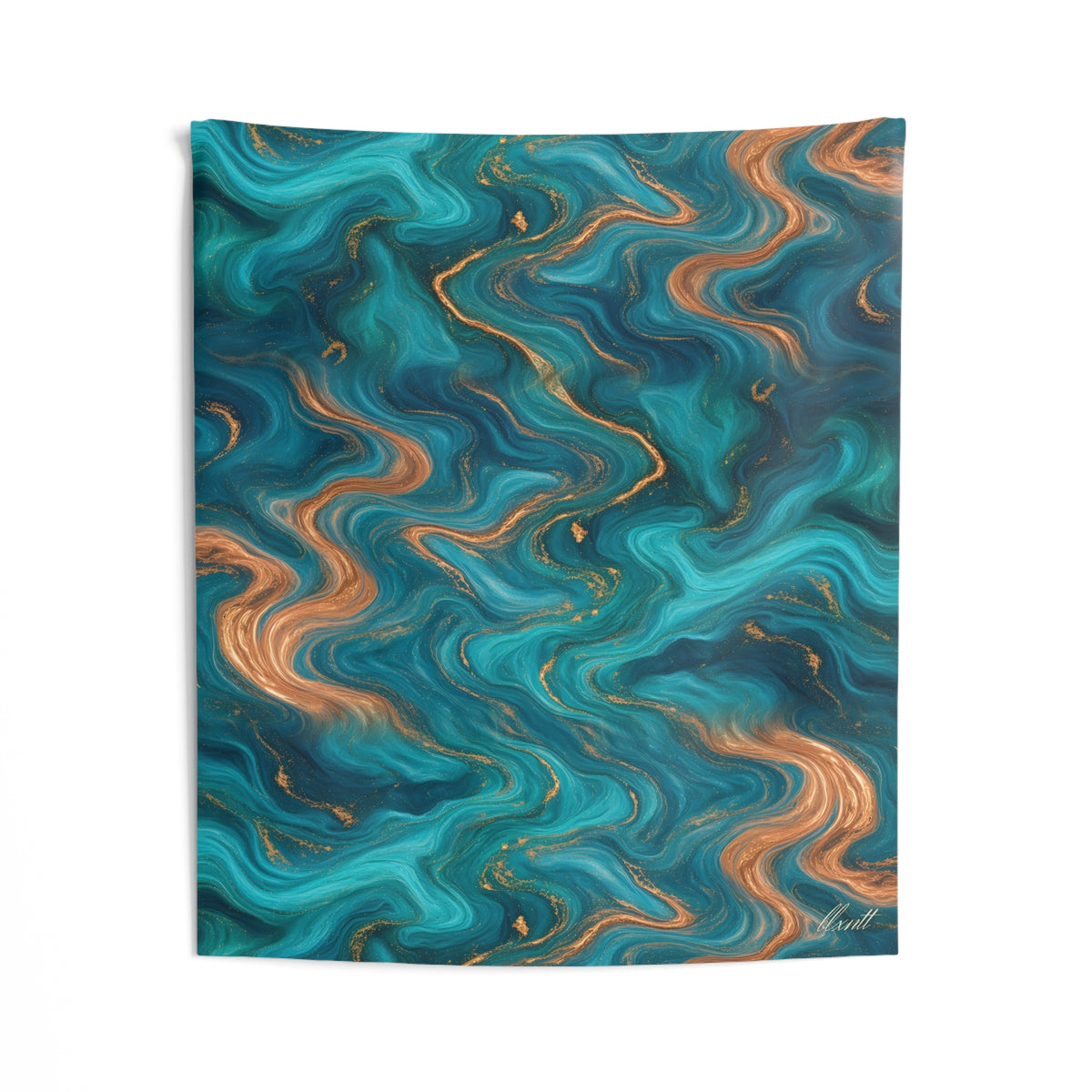 Turquoise & Copper Marble Tapestry