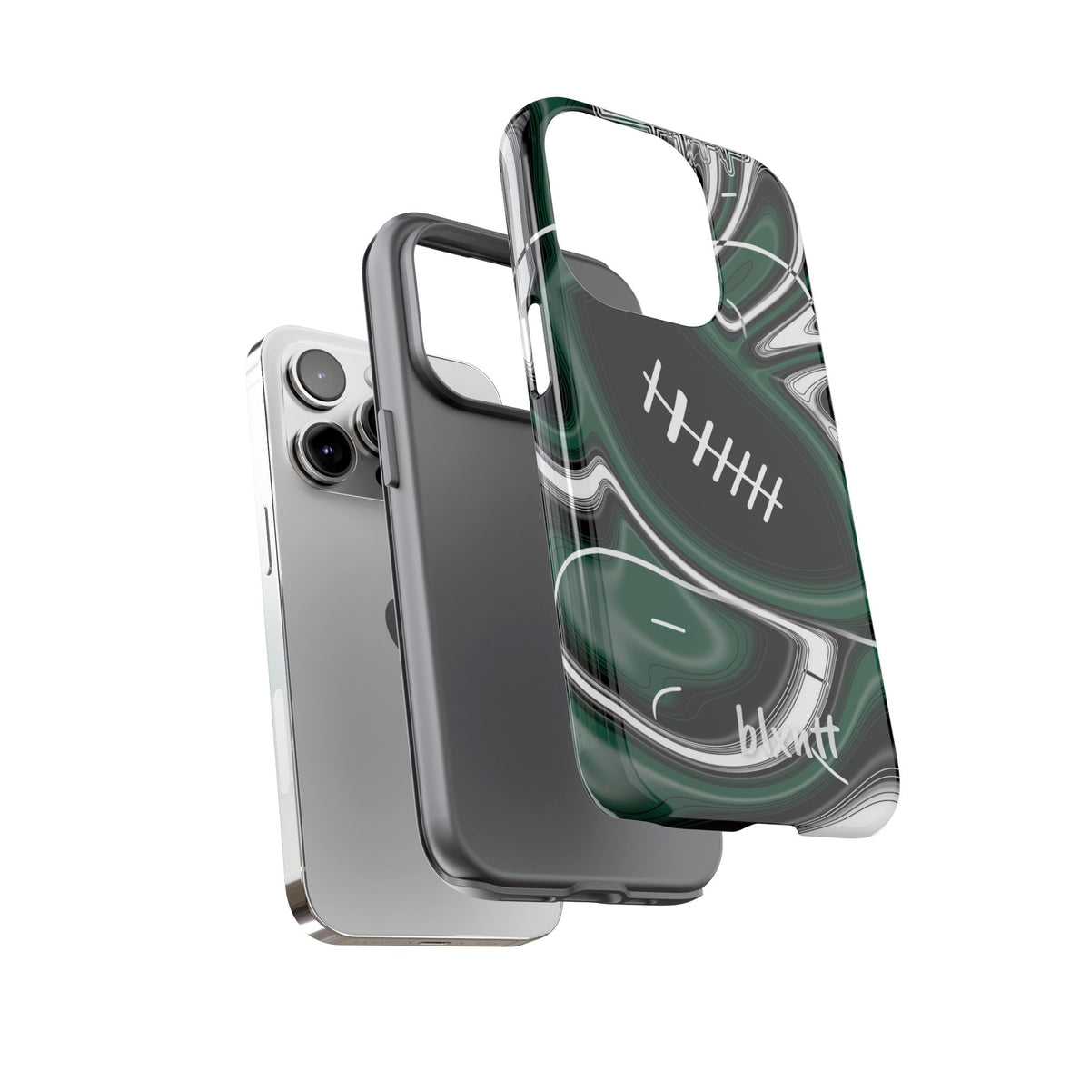 Hunter Green & White Trippy Football Phone Case