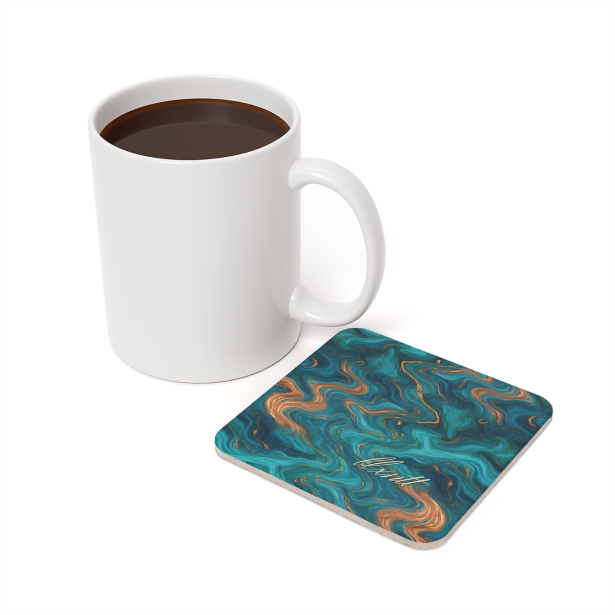Turquoise & Copper Marble Coaster