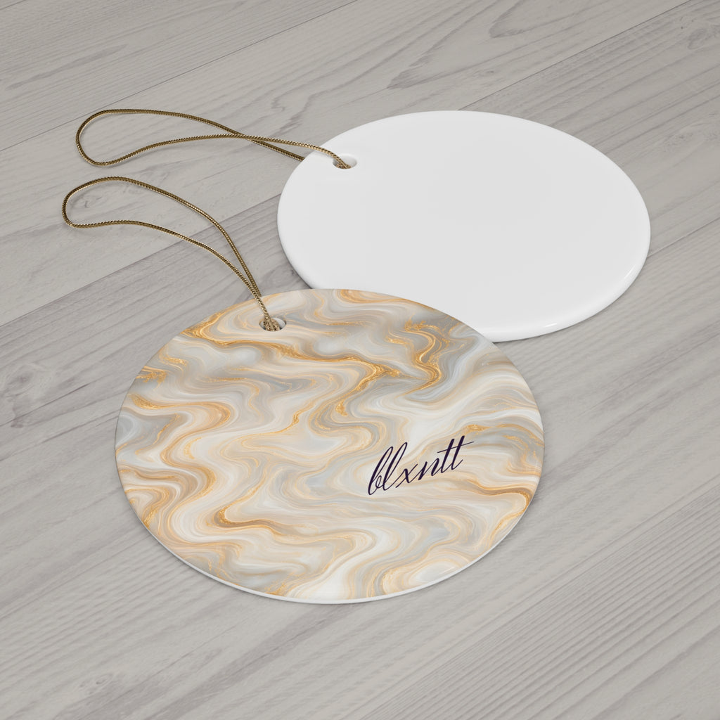 White & Gold Marble Ornament