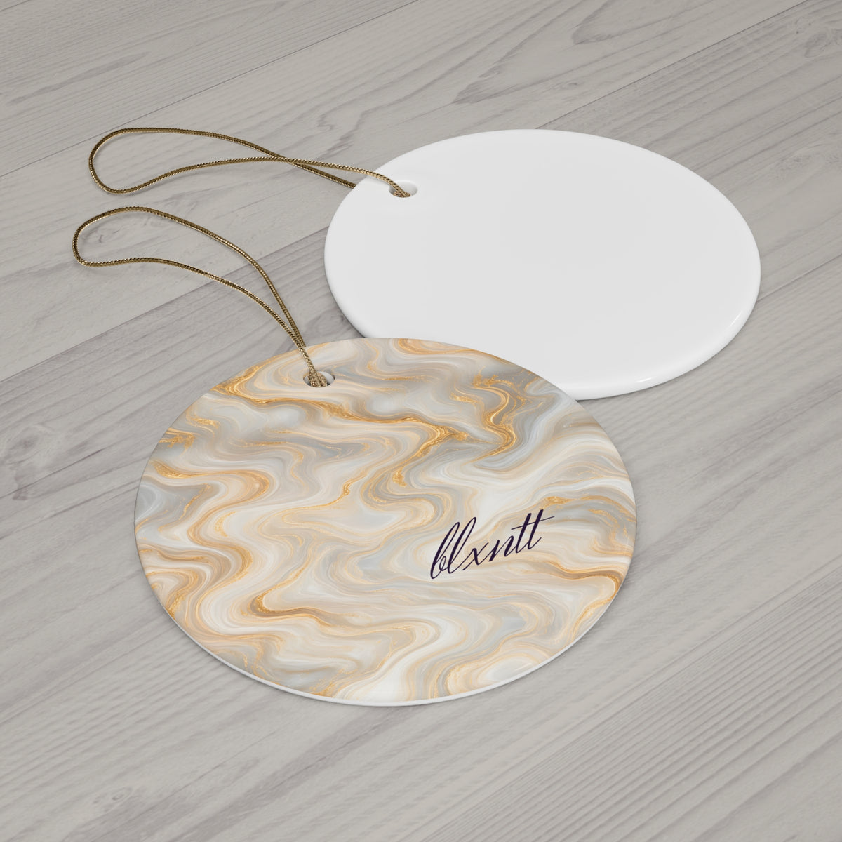 White & Gold Marble Ornament