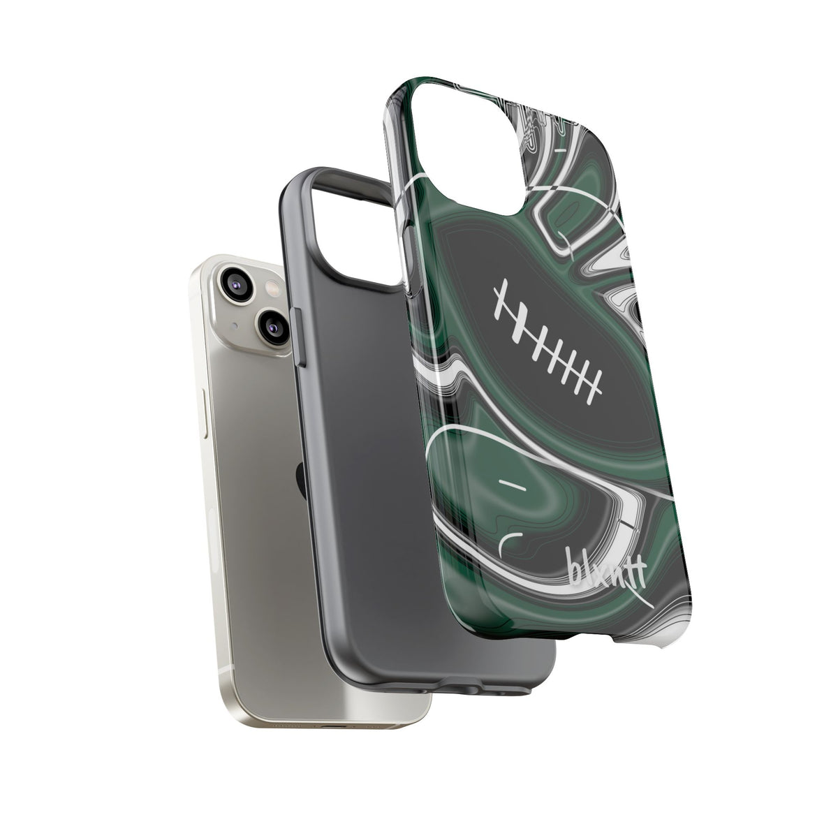 Hunter Green & White Trippy Football Phone Case