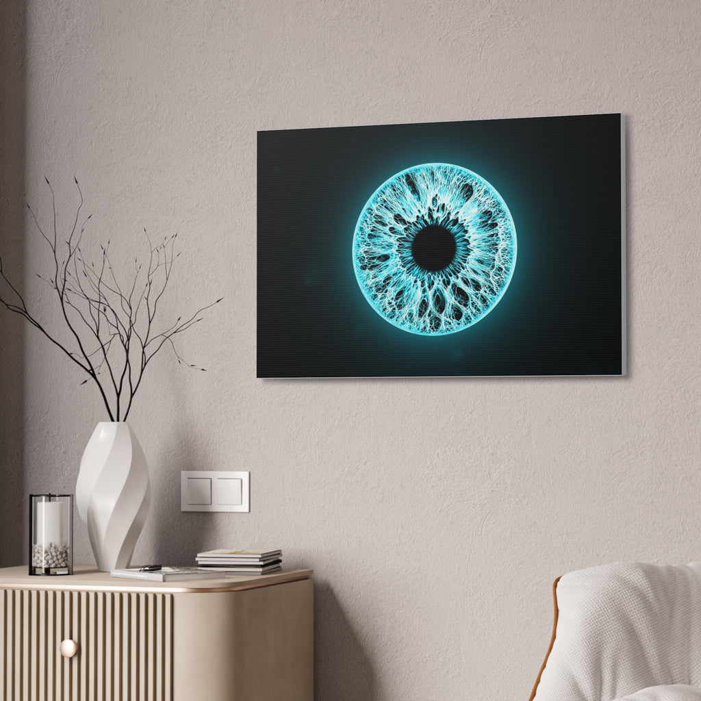 BLXNTT Iris – Lace Web Electric Cyan Glossy Canvas