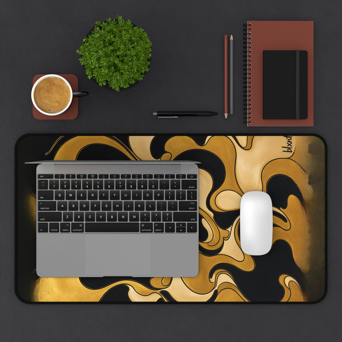 Fillmore Flow - Gold & Black Desk Mat