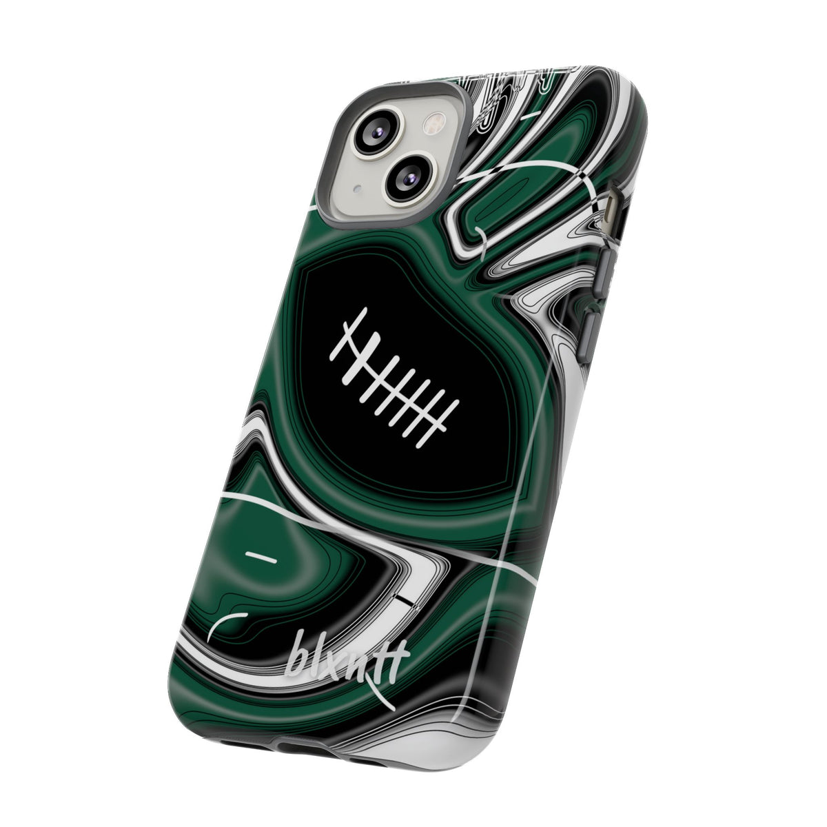 Hunter Green & White Trippy Football Phone Case