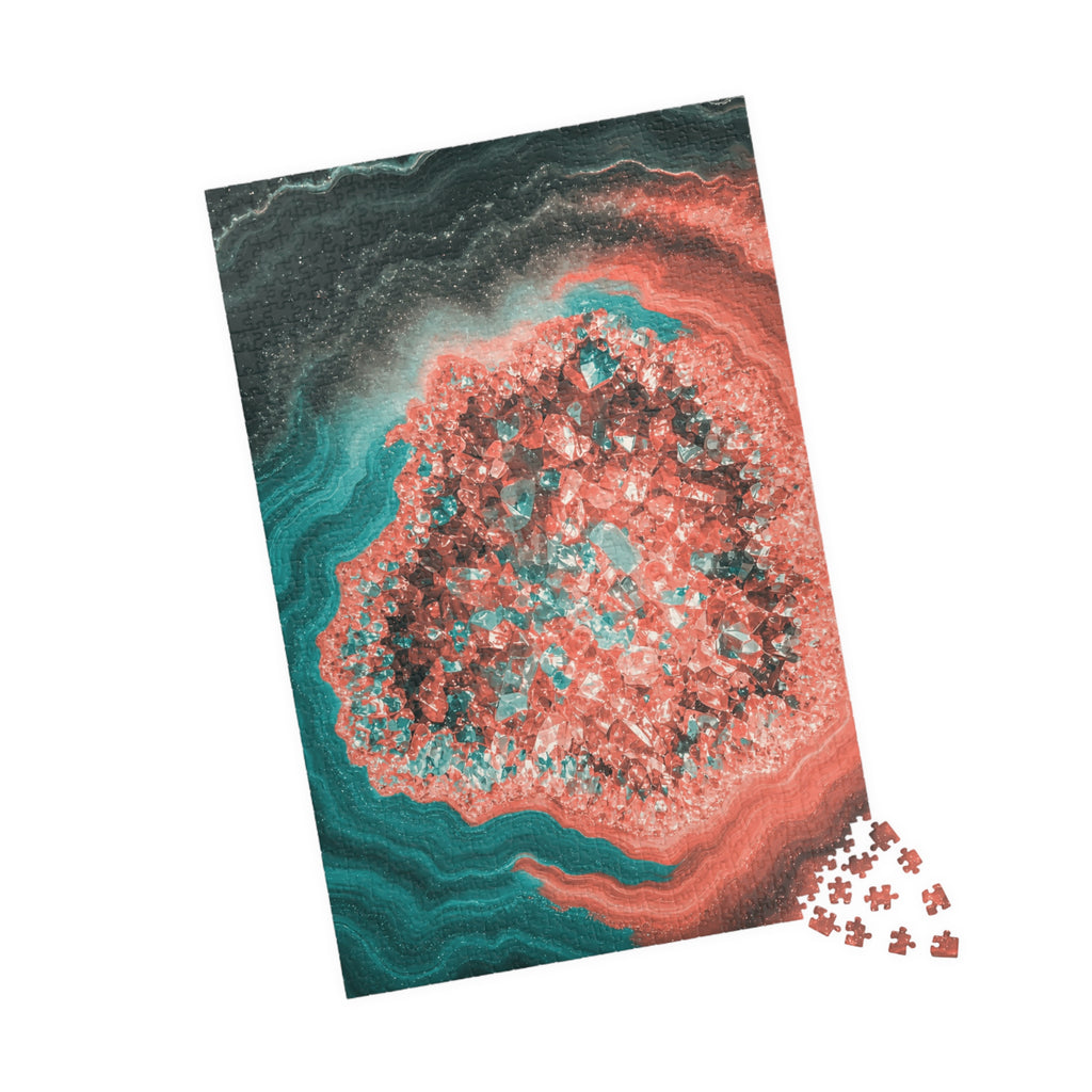 Geode Core - Coral Teal Jigsaw Puzzle