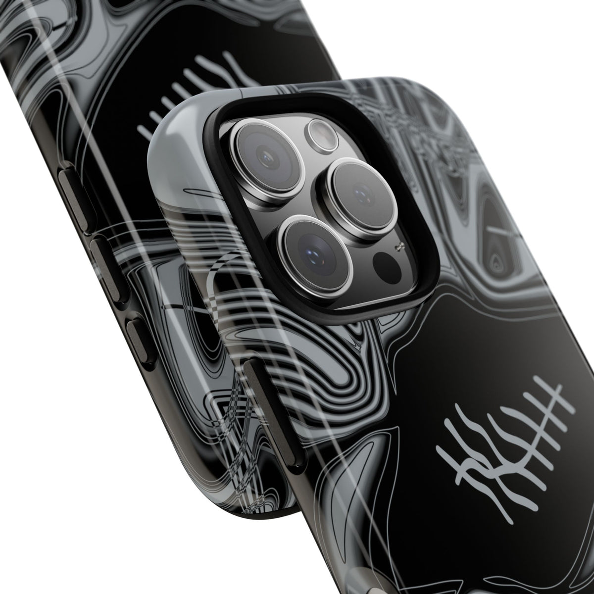 Black & Silver Trippy Football Phone Case