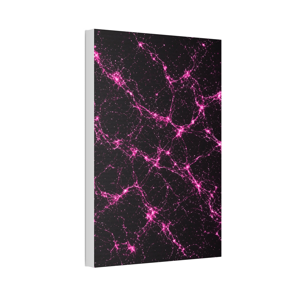 Neon Mycelium - Hot Pink Pulse Glossy Canvas