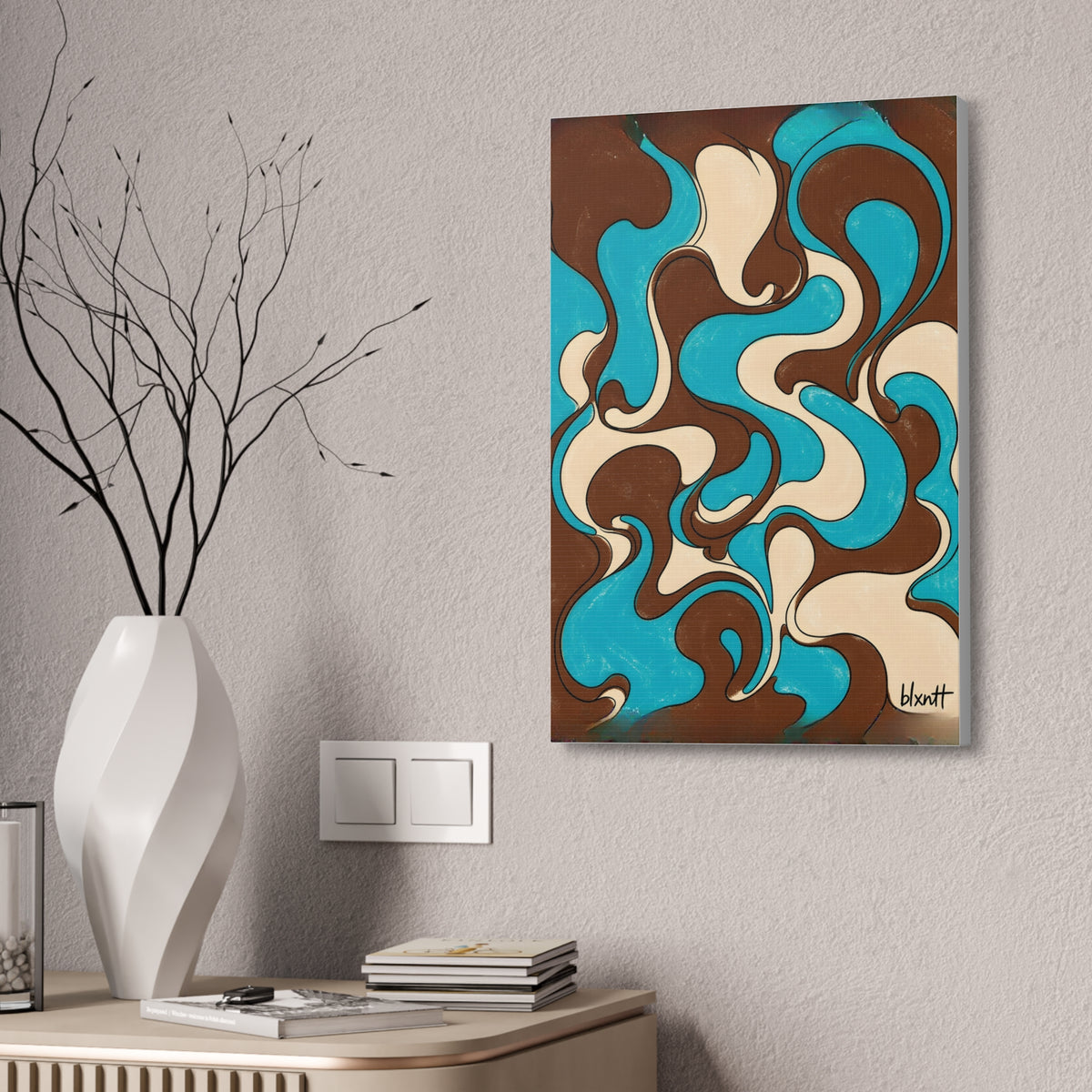 Fillmore Flow - Turquoise & Chocolate Glossy Canvas