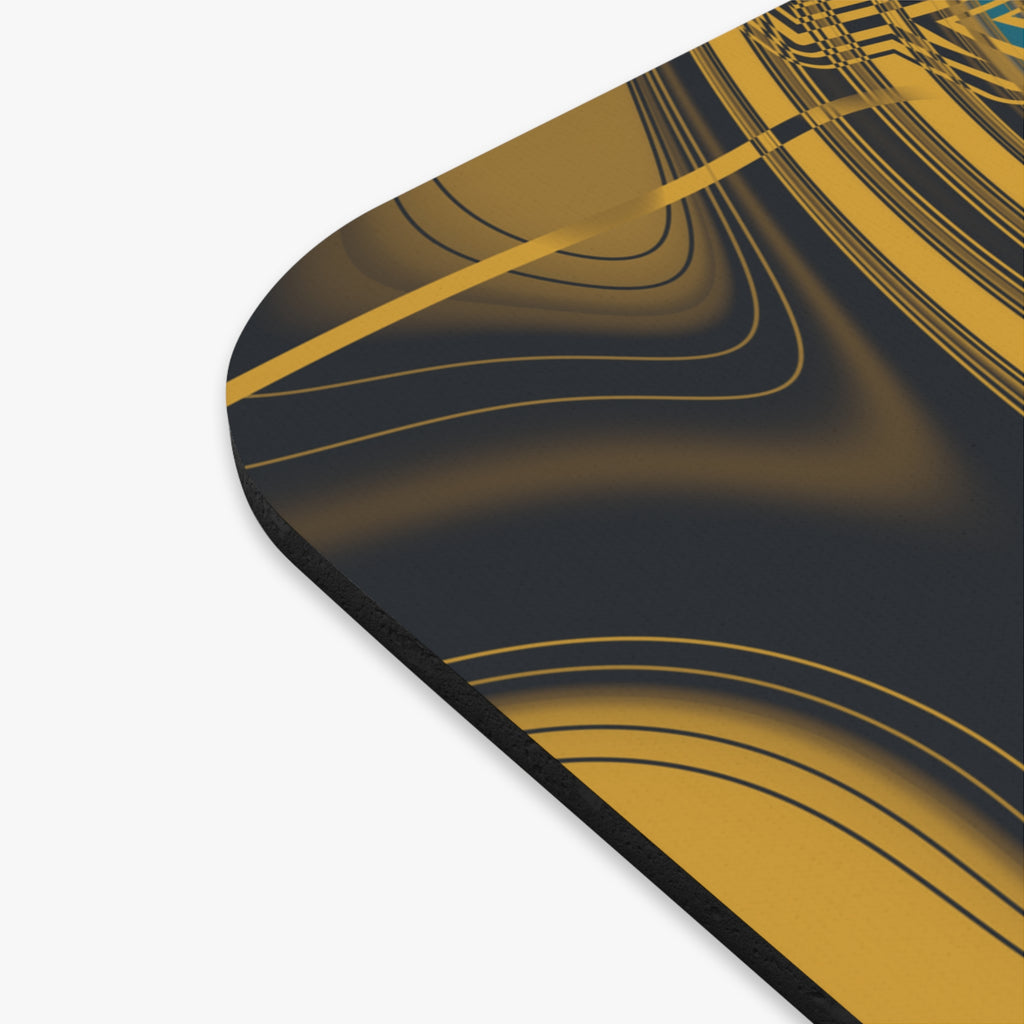 Black, Gold & Teal Trippy Football Mouse Pad