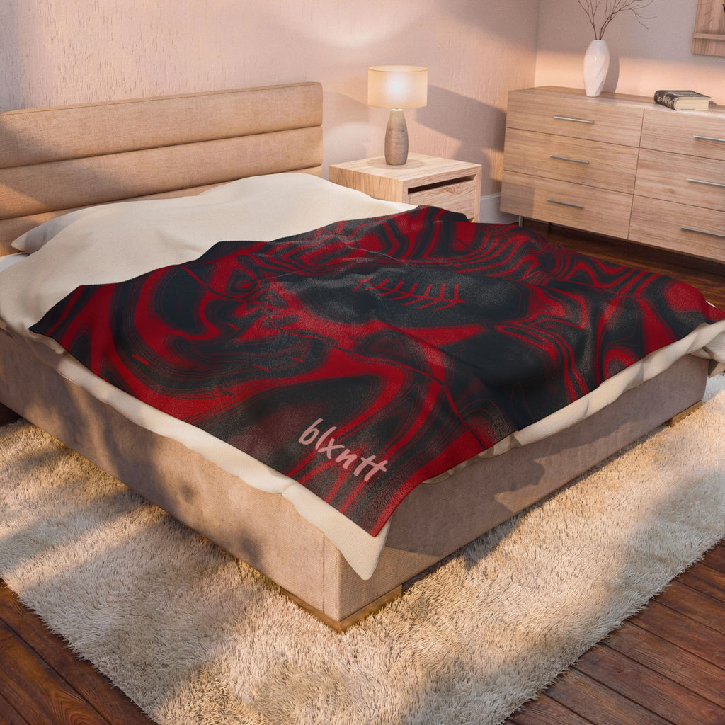 Midnight Navy & Red Trippy Football Blanket
