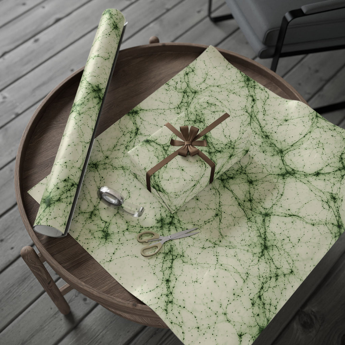 Neon Mycelium - Matcha Latte Wrapping Paper