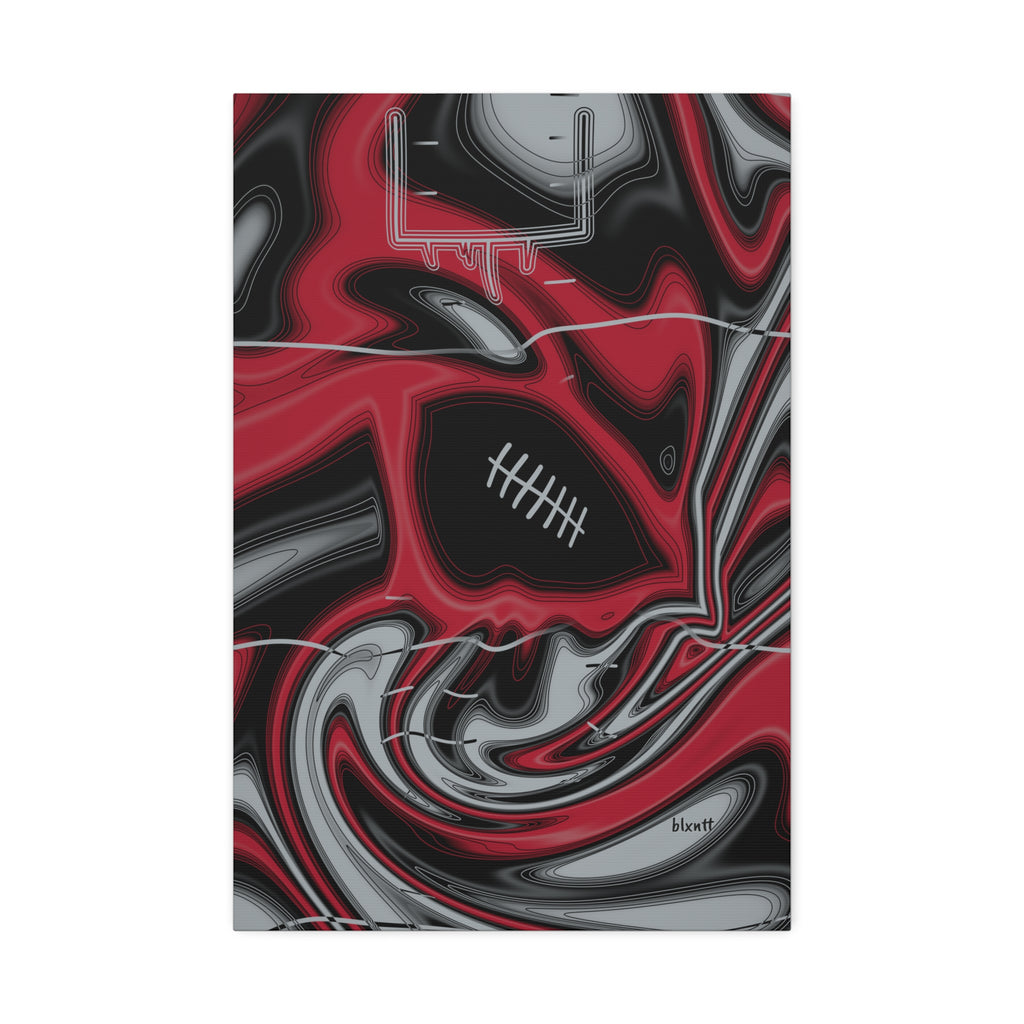 Red, Black & Silver Trippy Football Glossy Canvas