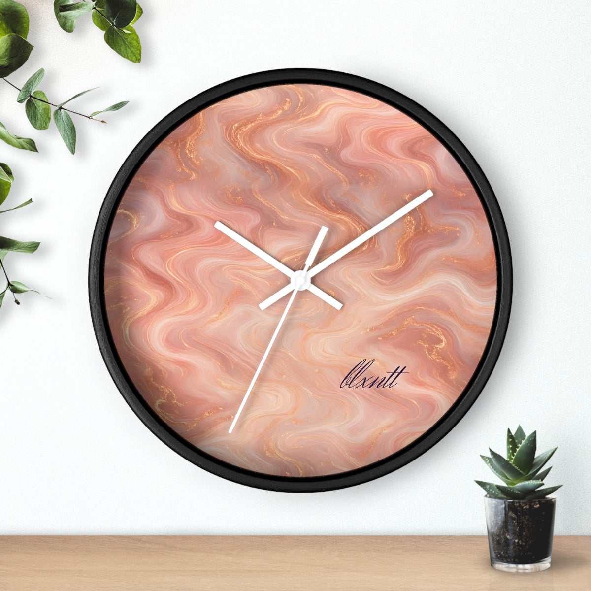 Rose Gold Marble Wall Clock