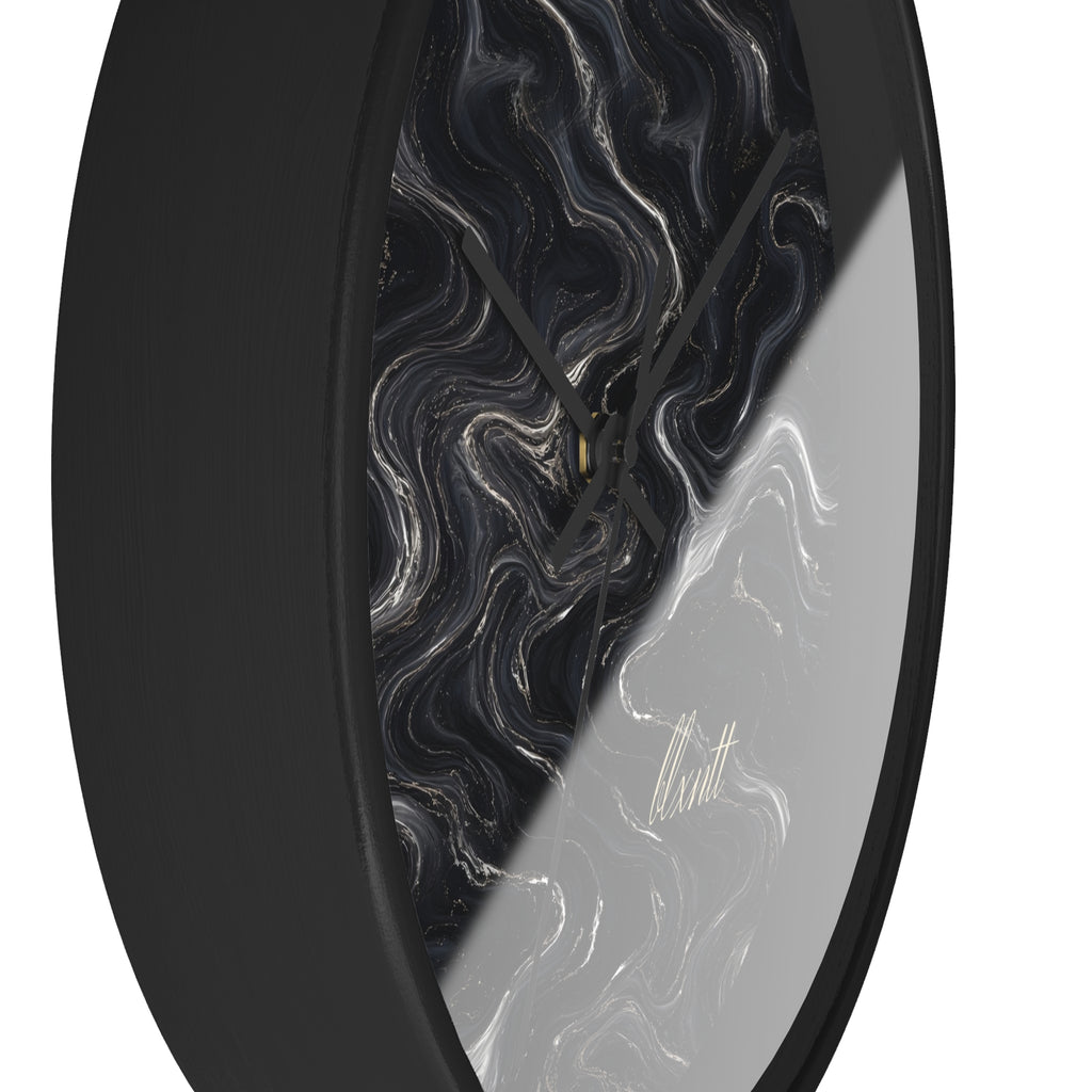 Black & Silver Marble Wall Clock