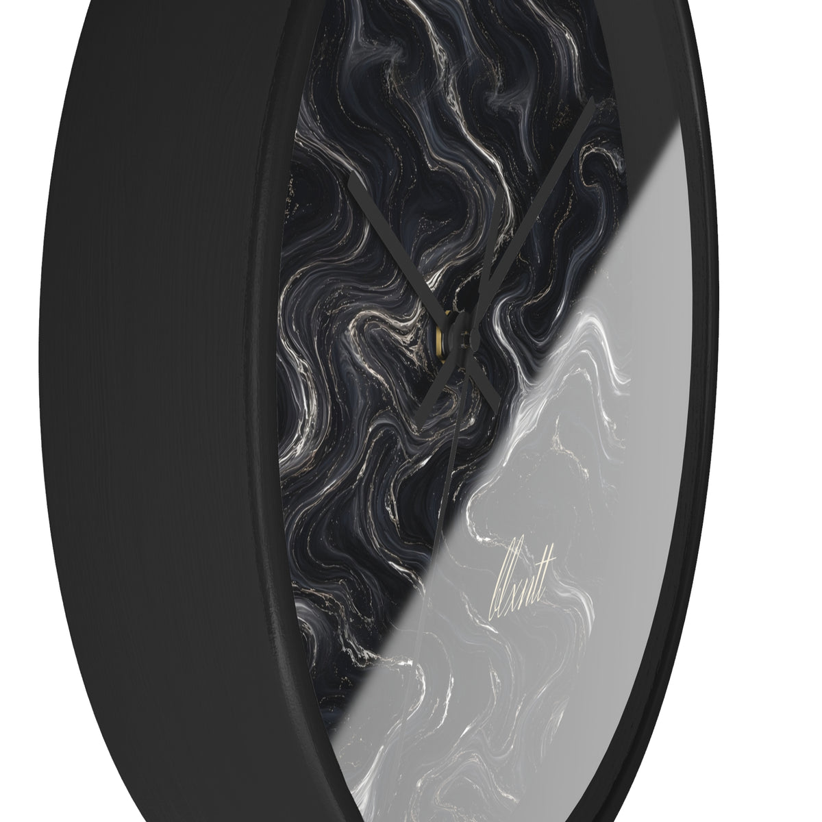 Black & Silver Marble Wall Clock