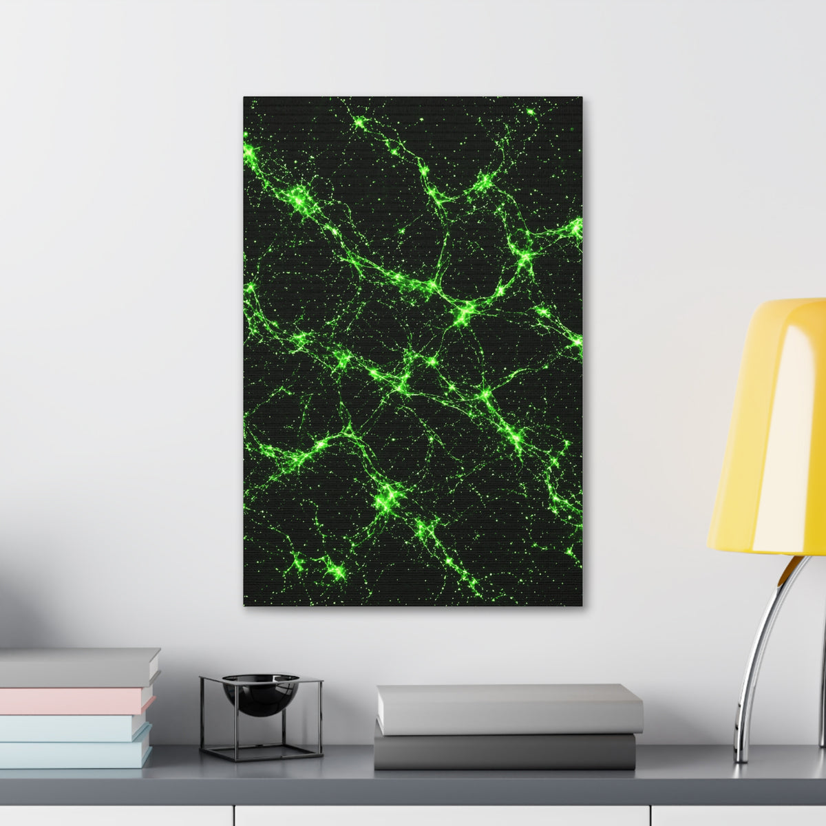 Neon Mycelium - Toxic Lime Glossy Canvas