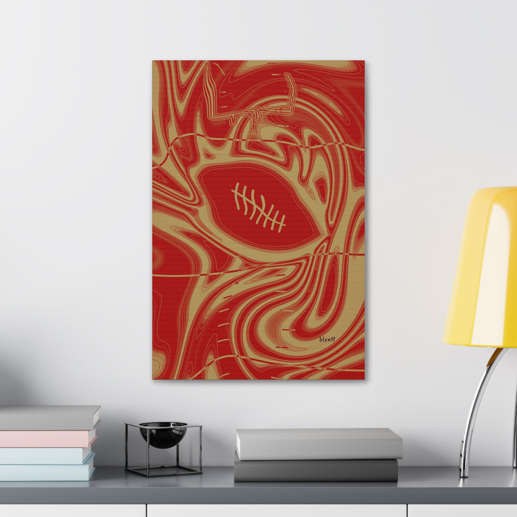 Scarlet & Gold Trippy Football Glossy Canvas