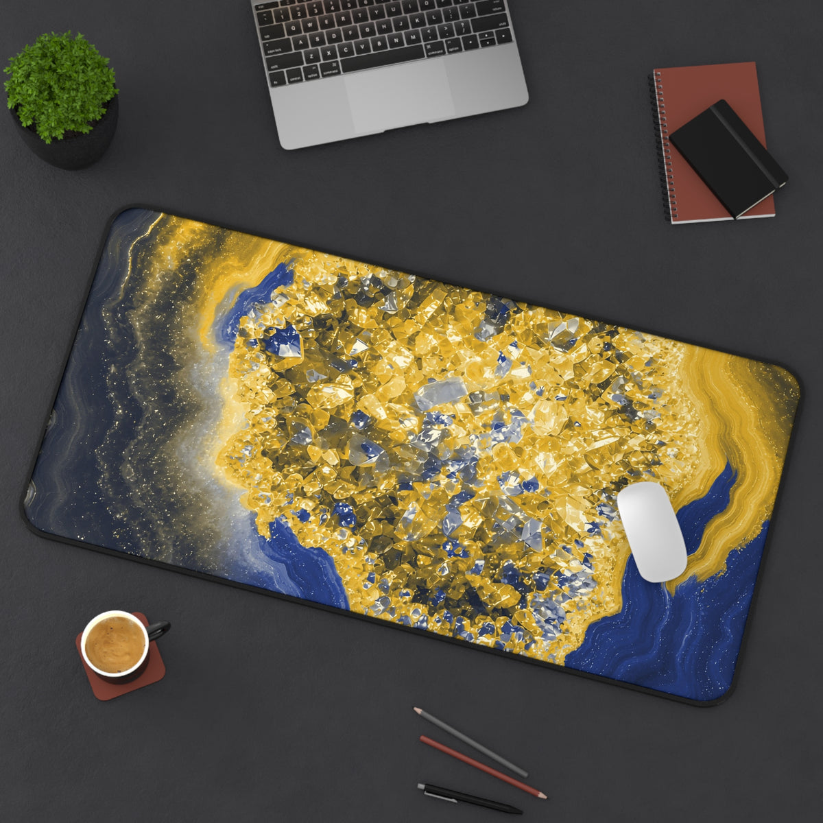 Geode Core - Mustard Navy Desk Mat