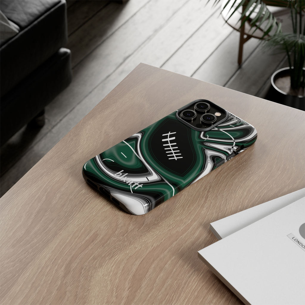 Hunter Green & White Trippy Football Phone Case