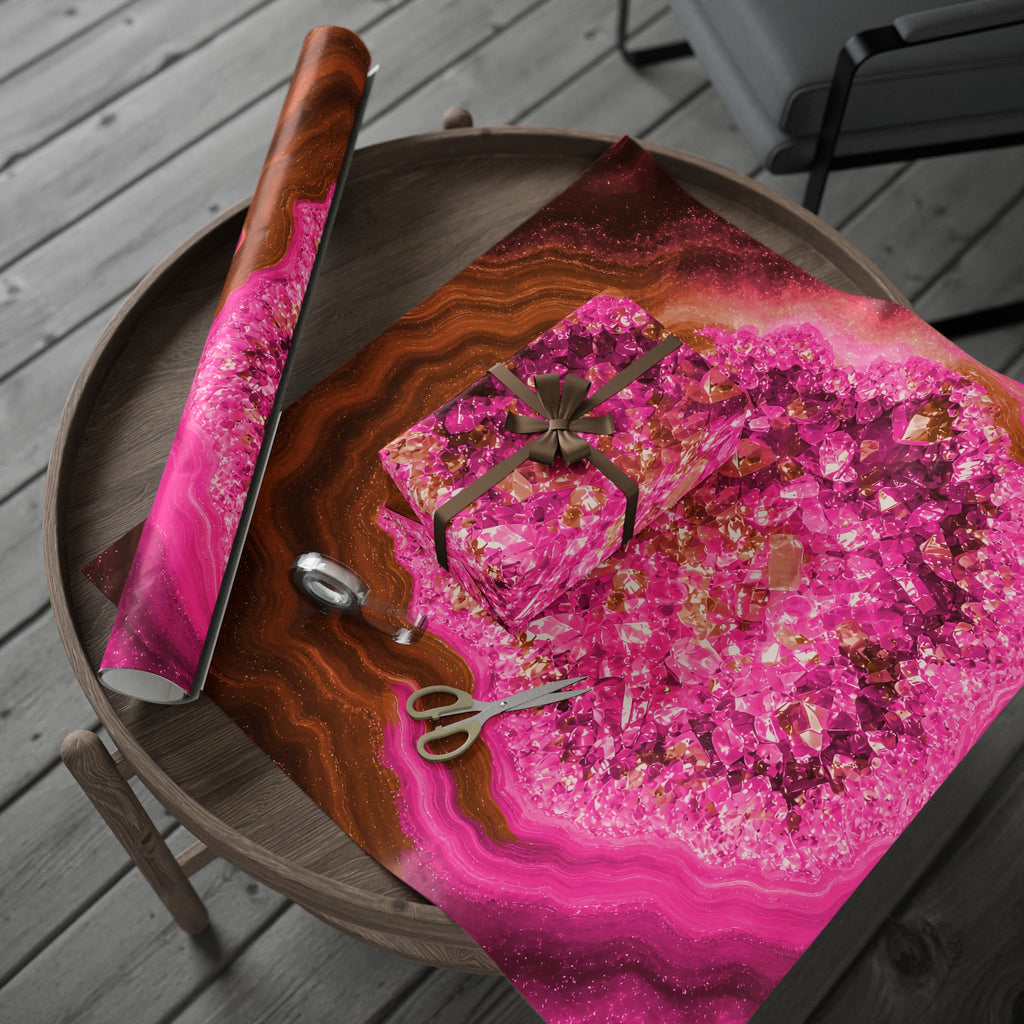 Geode Core - Terracotta Neon Wrapping Paper