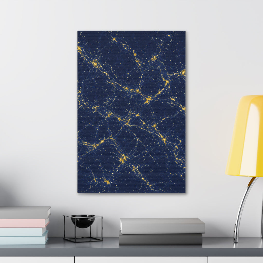 Neon Mycelium - Mustard Navy Glossy Canvas