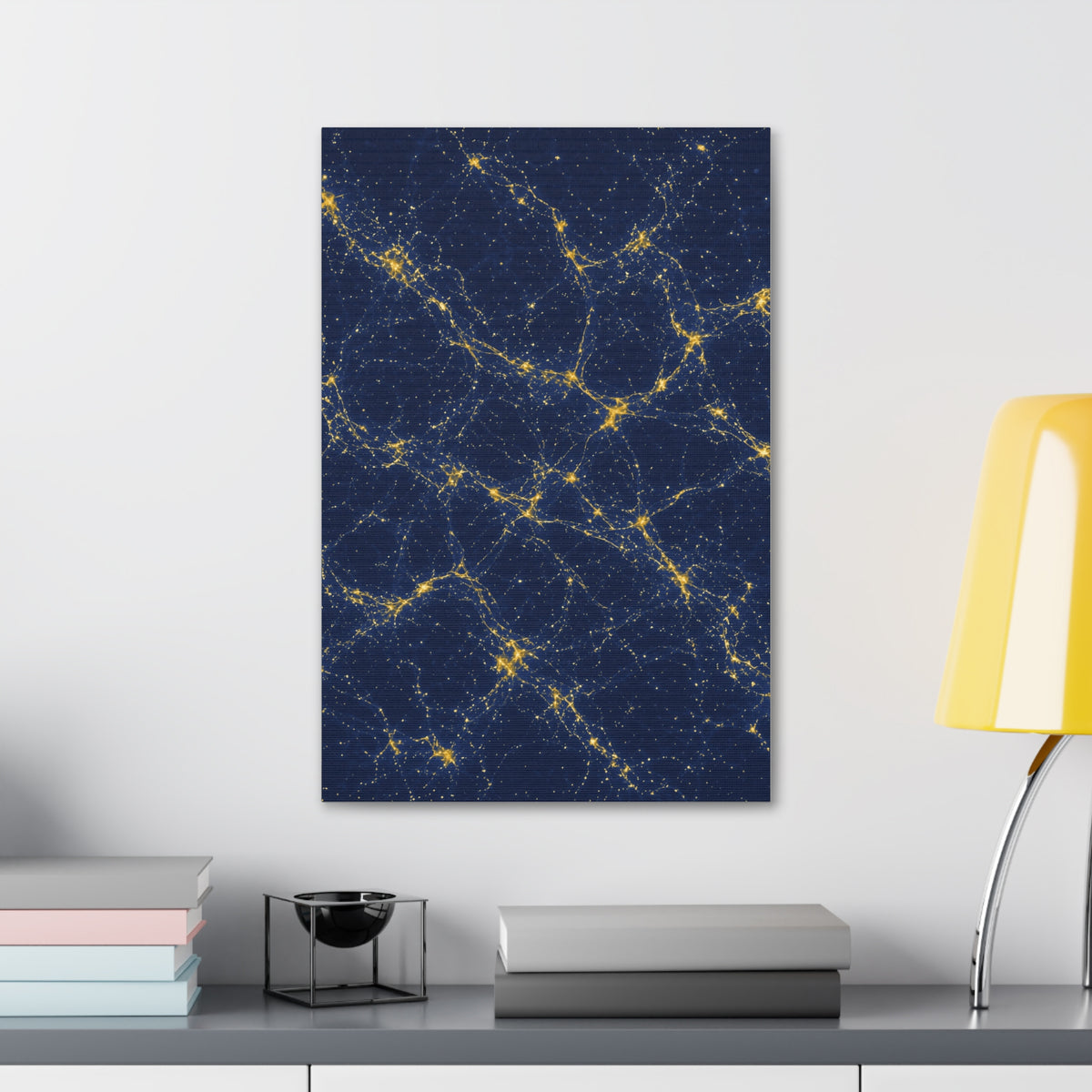 Neon Mycelium - Mustard Navy Glossy Canvas
