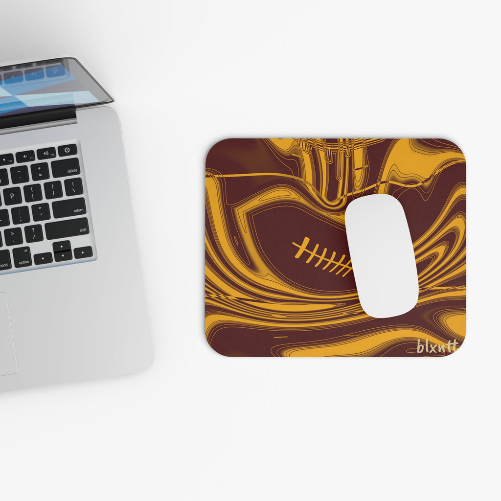 Burgundy & Gold Trippy Football Mouse Pad