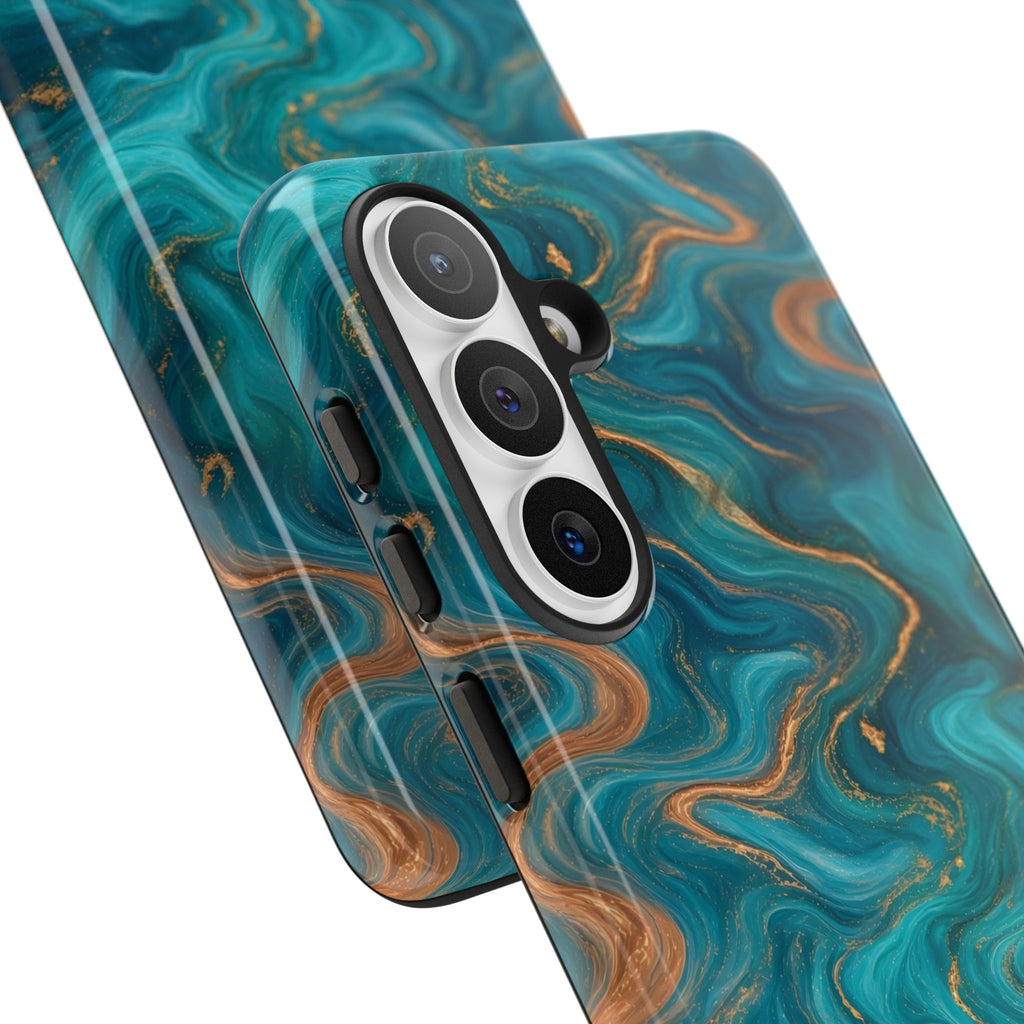 Turquoise & Copper Marble Phone Case