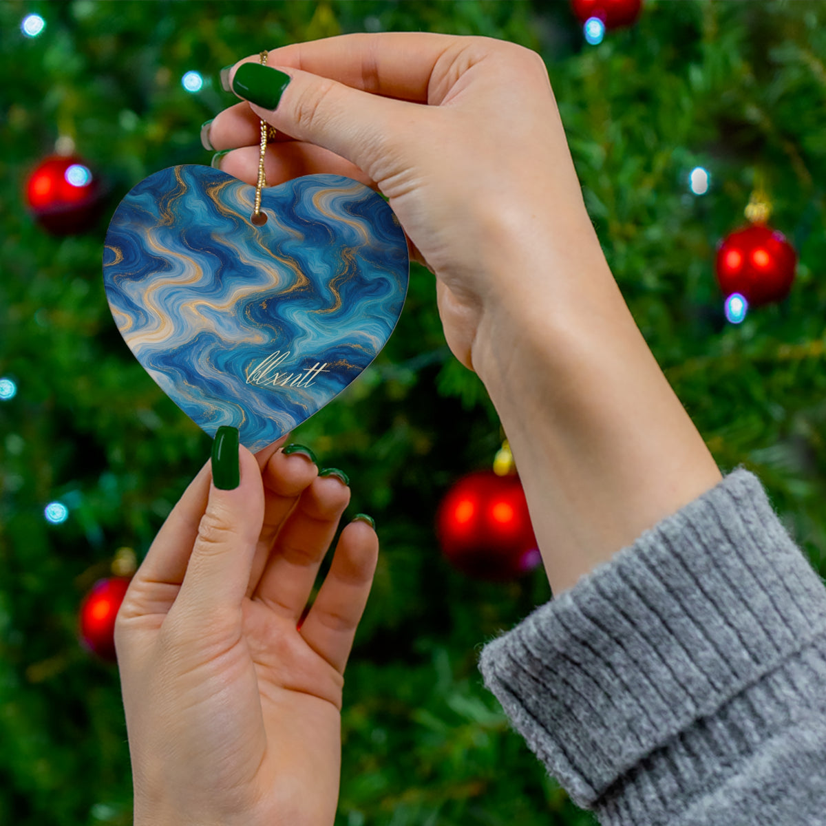 Ocean Blue Marble Ornament