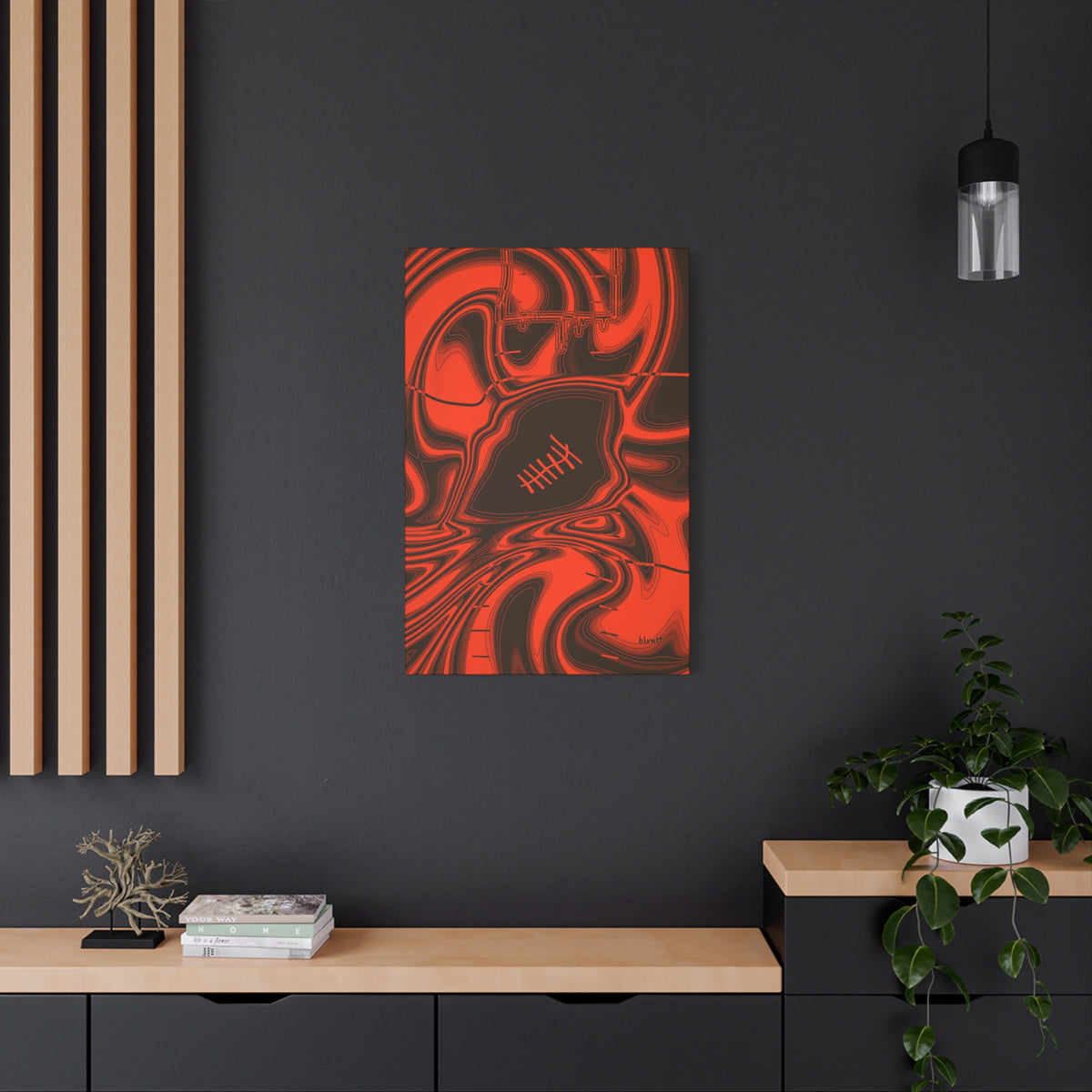 Brown & Orange Trippy Football Canvas