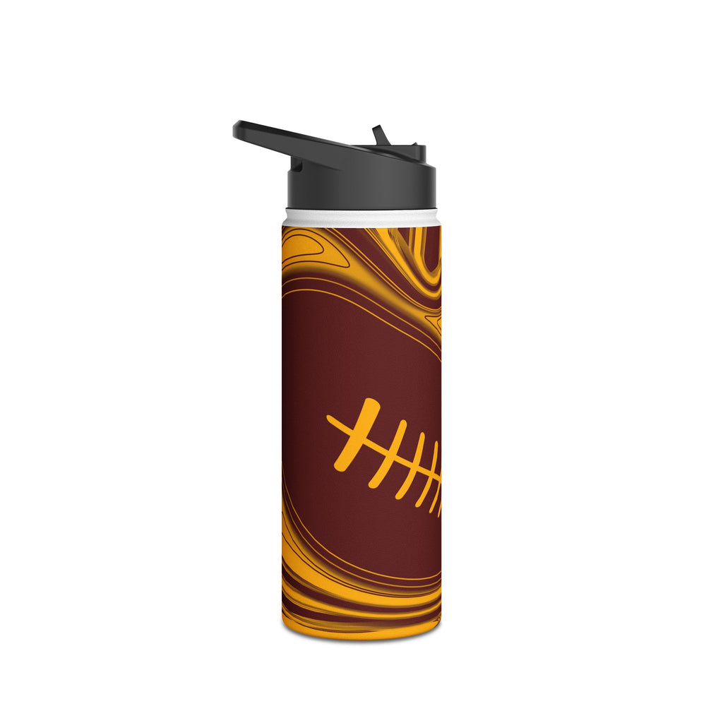 Burgundy & Gold Trippy Football Water Bottle