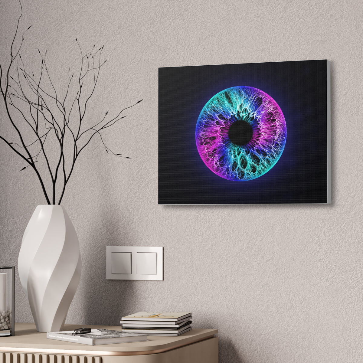 BLXNTT Iris – Lace Web Galaxy Teal Magenta Glossy Canvas