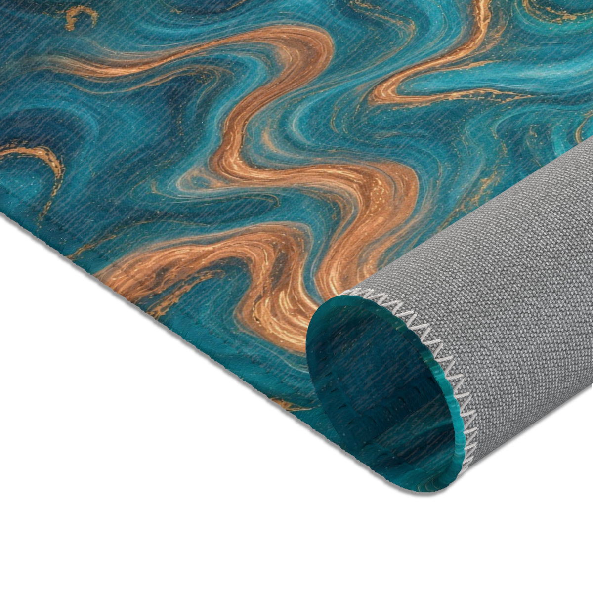 Turquoise & Copper Marble Area Rug
