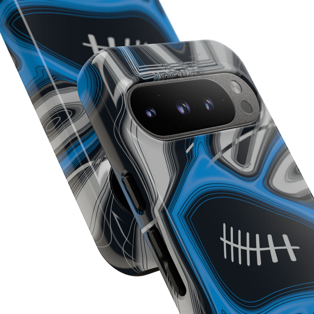 Sky Blue, Black & Silver Trippy Football Phone Case
