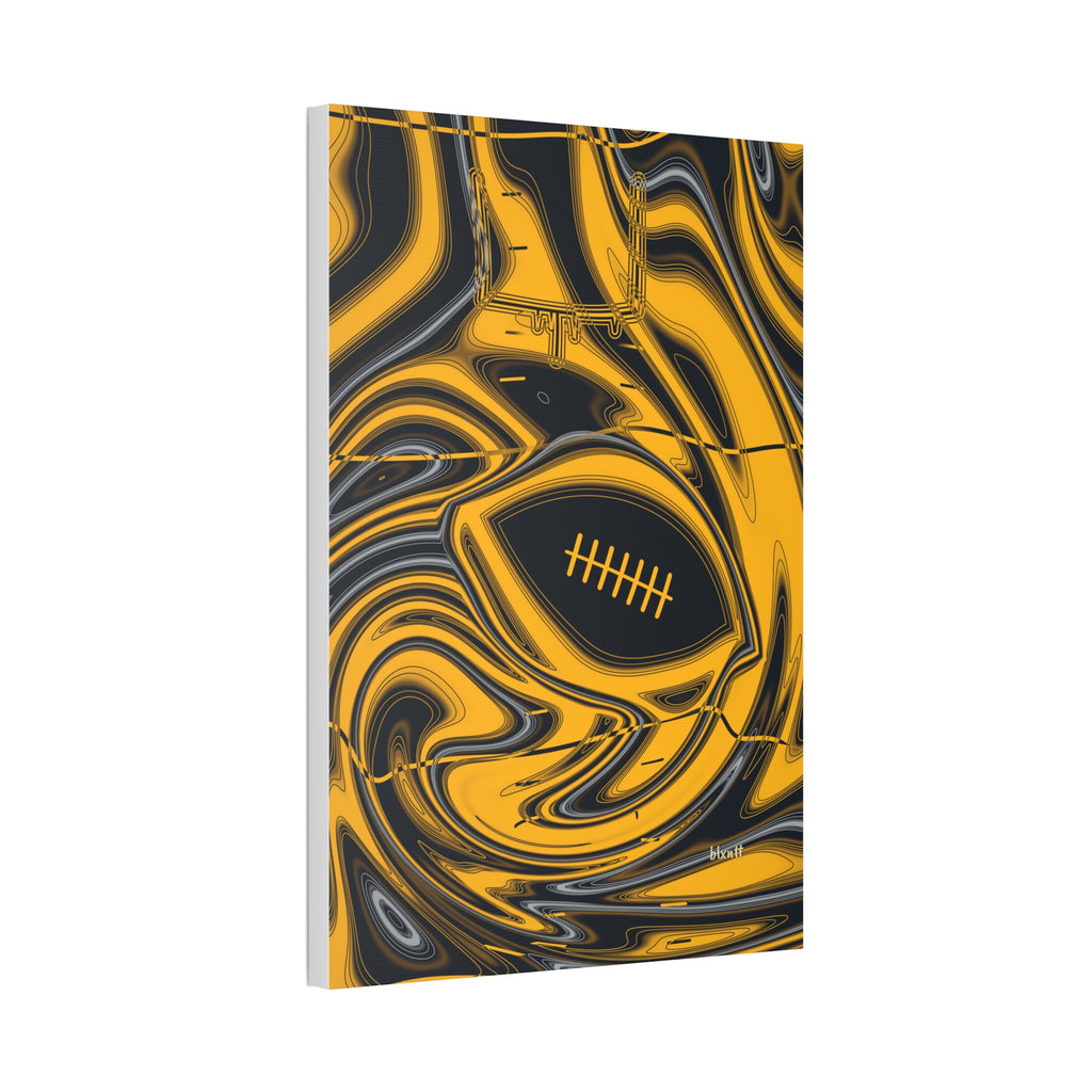 Black & Gold Trippy Football Glossy Canvas