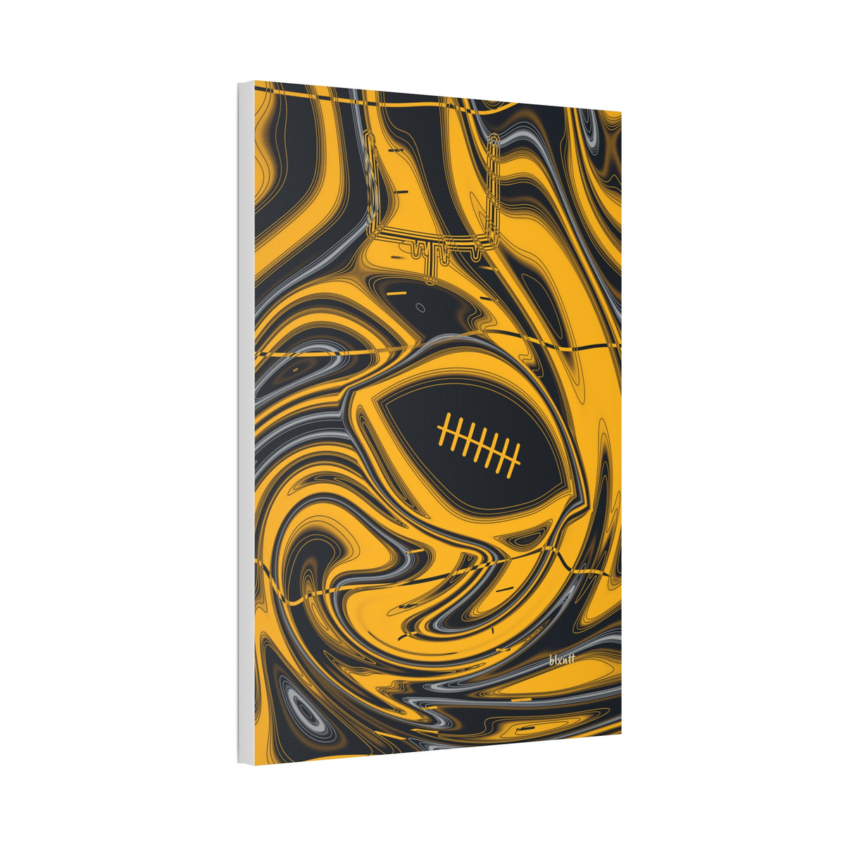 Black & Gold Trippy Football Glossy Canvas