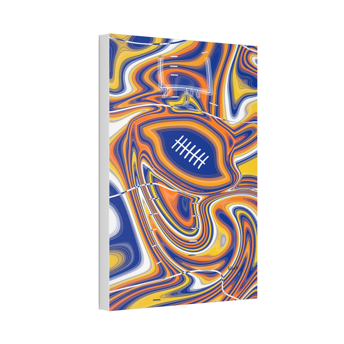 Royal Blue & Yellow Trippy Football Glossy Canvas